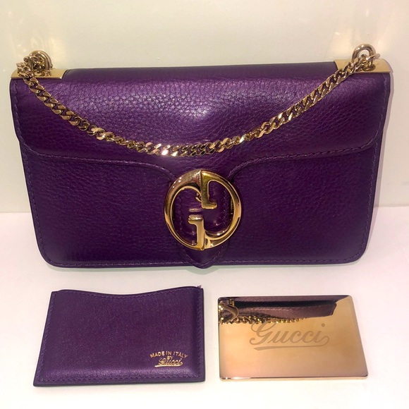 GUCCI Interlocking GG Dollar Crossbody WOC Pebbled Calfskin Leather - Picture 13 of 14